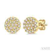 1/8 ctw Disc Shape Round Cut Diamond Petite Fashion Earring in 10K Yellow Gold